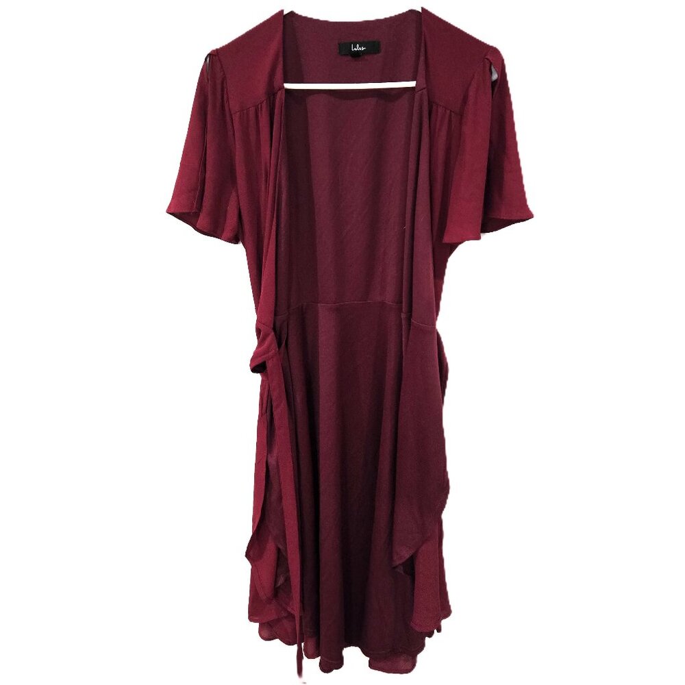 Lulus Sz Large Womens Burgundy Wrap Dress With Tie
